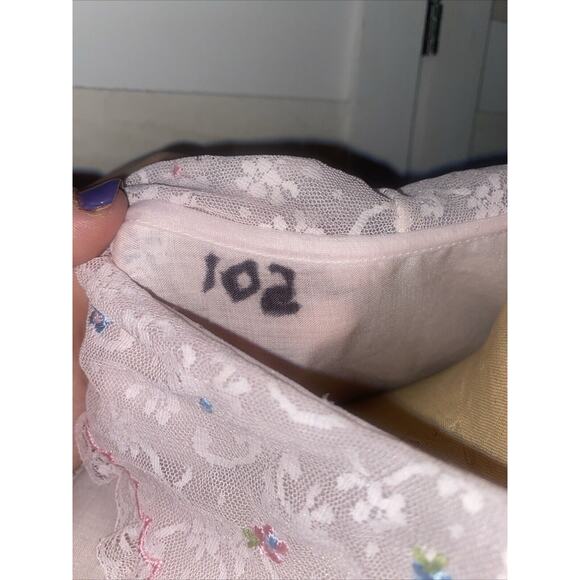 VTG 60s 70s Sears Women’s Pink Housecoat Robe Nightgown Lace Embroidery Medium - Picture 10 of 11